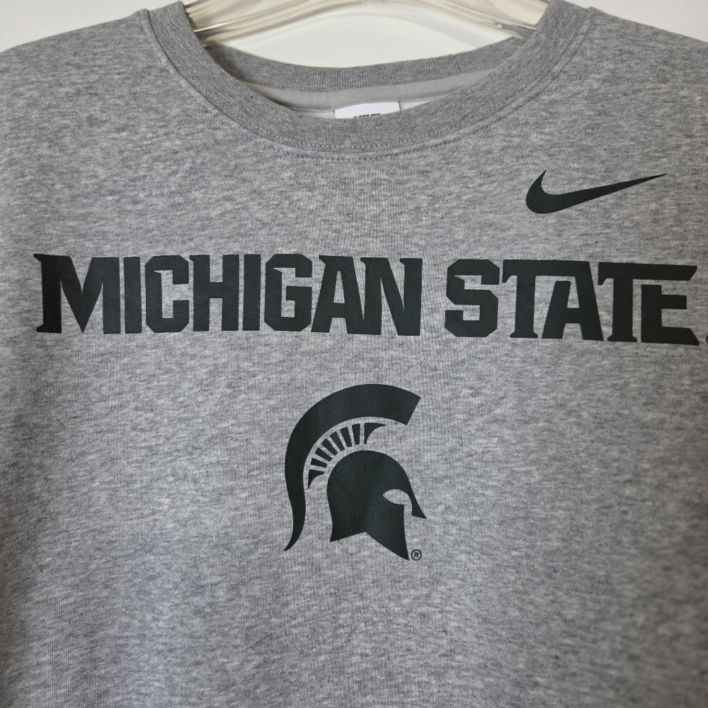 * Nike Mens Michigan State Spartan Primary Stack Crewneck Sweatshirt Gray Large - Picture 10 of 16